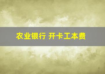 农业银行 开卡工本费